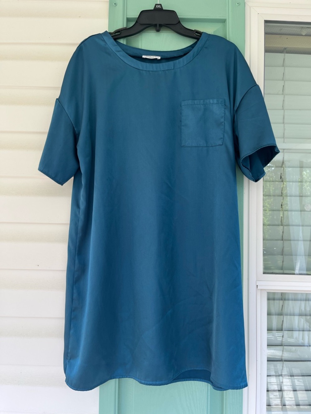 Relaxed Teal Short-Sleeve Sleep Tunic